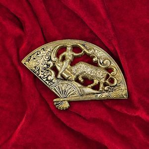 Spanish Fan Matador Brooch Vintage Corridas Bullfighter La Fiesta Brava Spain